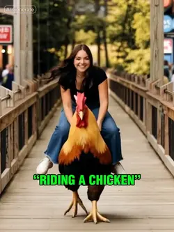 Riding a chicken