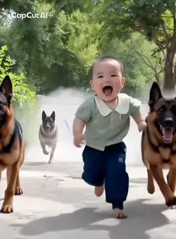 痛い！犬に追われてる！