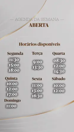 Horários disponíveis