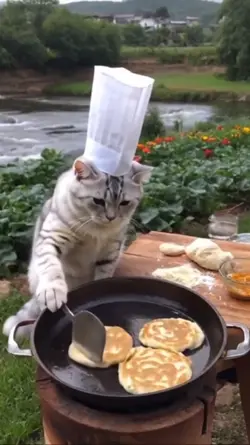 funny cooking cat