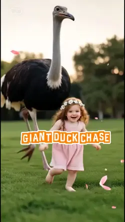 Giant ostrich chases