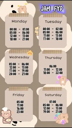list jadwal