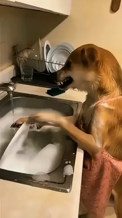washing dog