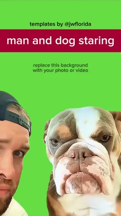 man and dog staring