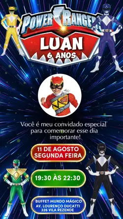 Convite Power Ranger