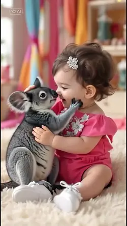 play with baby koala