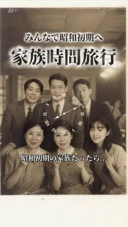 家族で昭和初期へ AI写真
