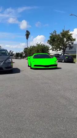 Green sports car scr