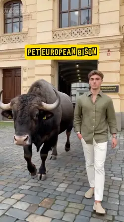 Pet European bison