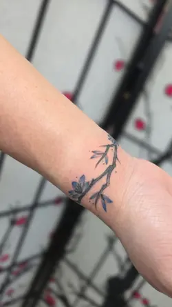 blue cherry blossom