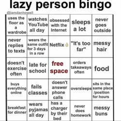 lazy person bingo