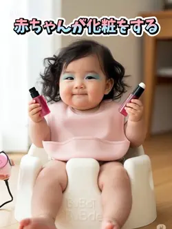 赤ちゃんが化粧をする