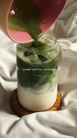 sweet matcha pouring