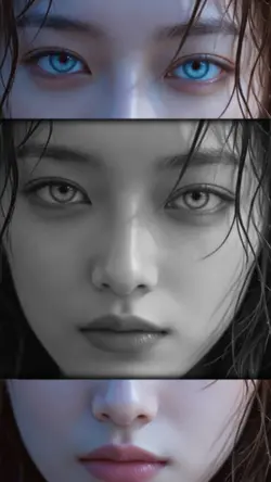 woman with blue eye
